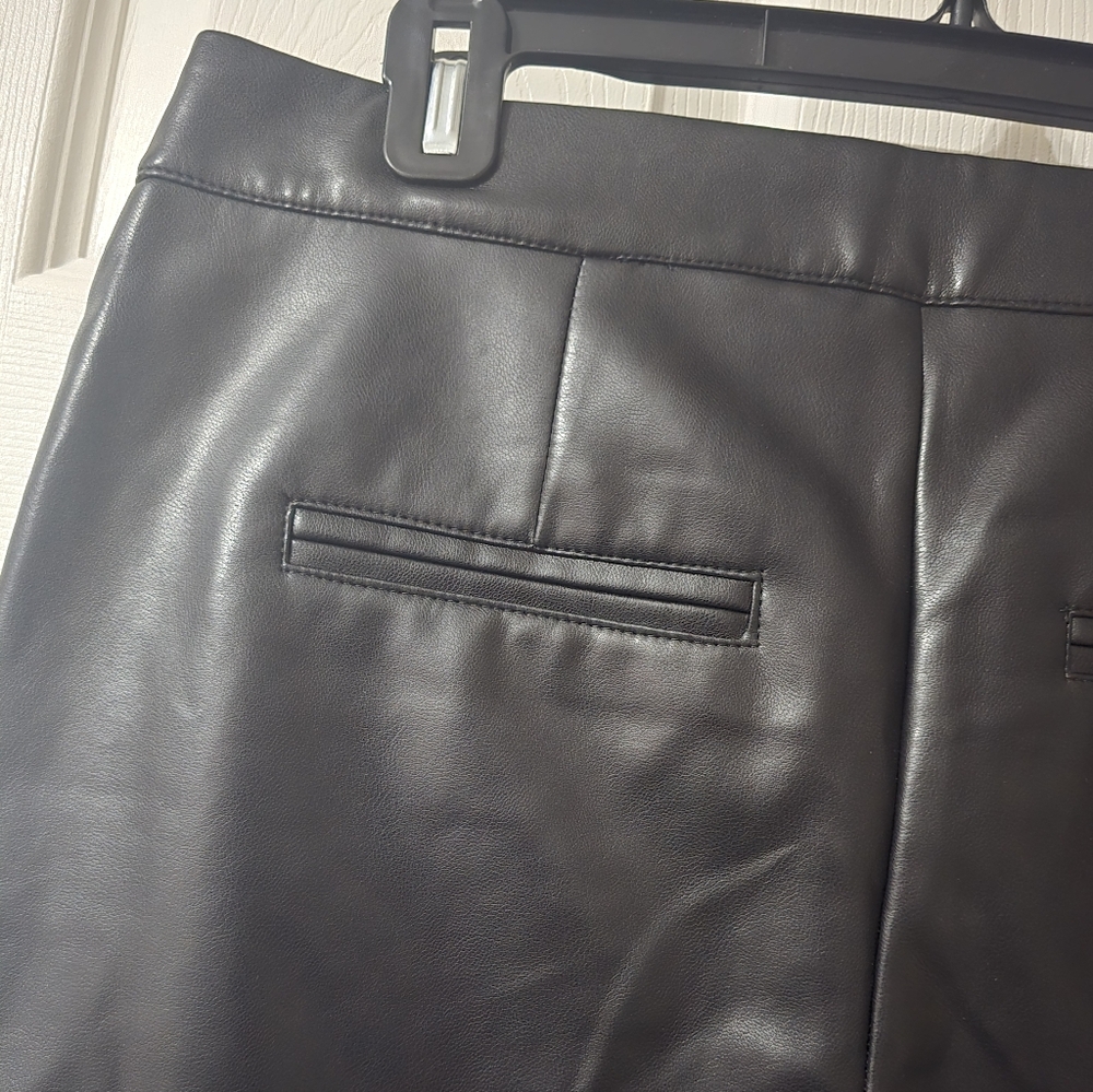 Bagatelle Faux Leather Cropped Wide Leg Trousers in Black, High Waist, EUC! - Picture 8 of 11